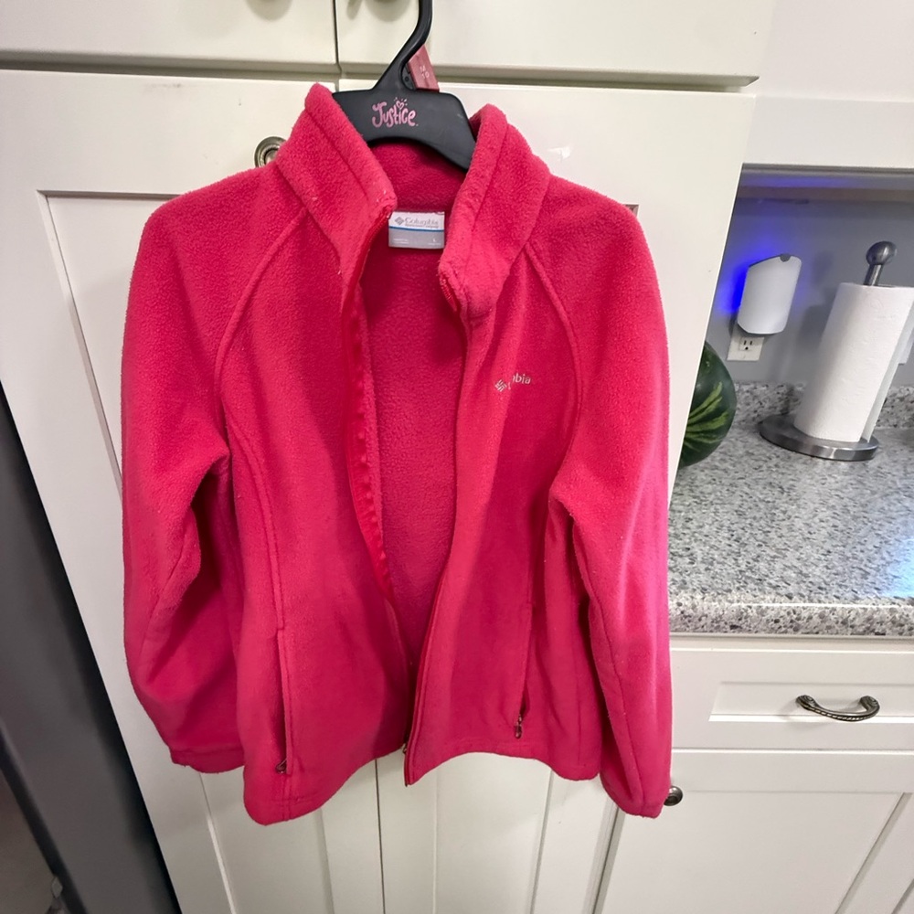 Justice Girls' Bright Pink Fleece Zip Jacket